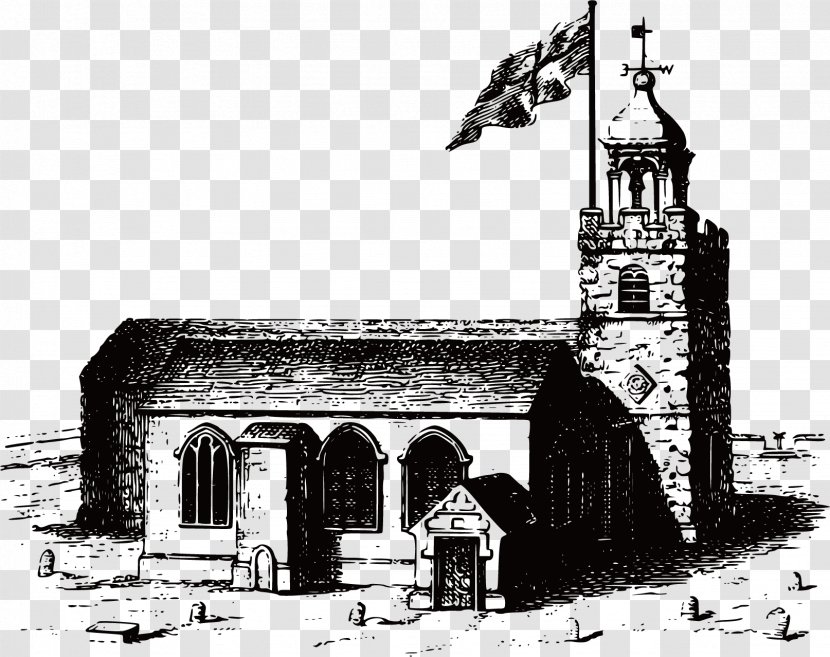 Black And White Building Church Illustration - Founder Continental Transparent PNG
