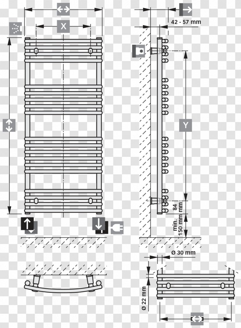 Bathroom Heating Radiators Heated Towel Rail Radiator - Floor Transparent PNG