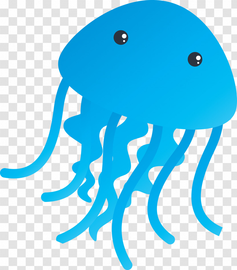 Octopus Turquoise Jellyfish Cartoon Cnidaria Transparent PNG