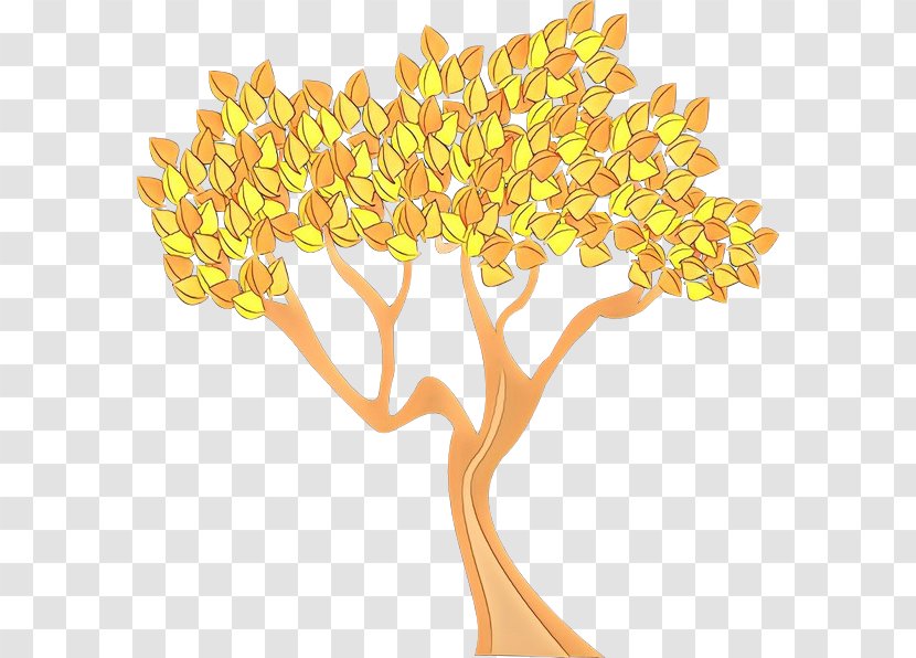 Yellow Clip Art Tree Leaf Plant - Flower Stem Transparent PNG