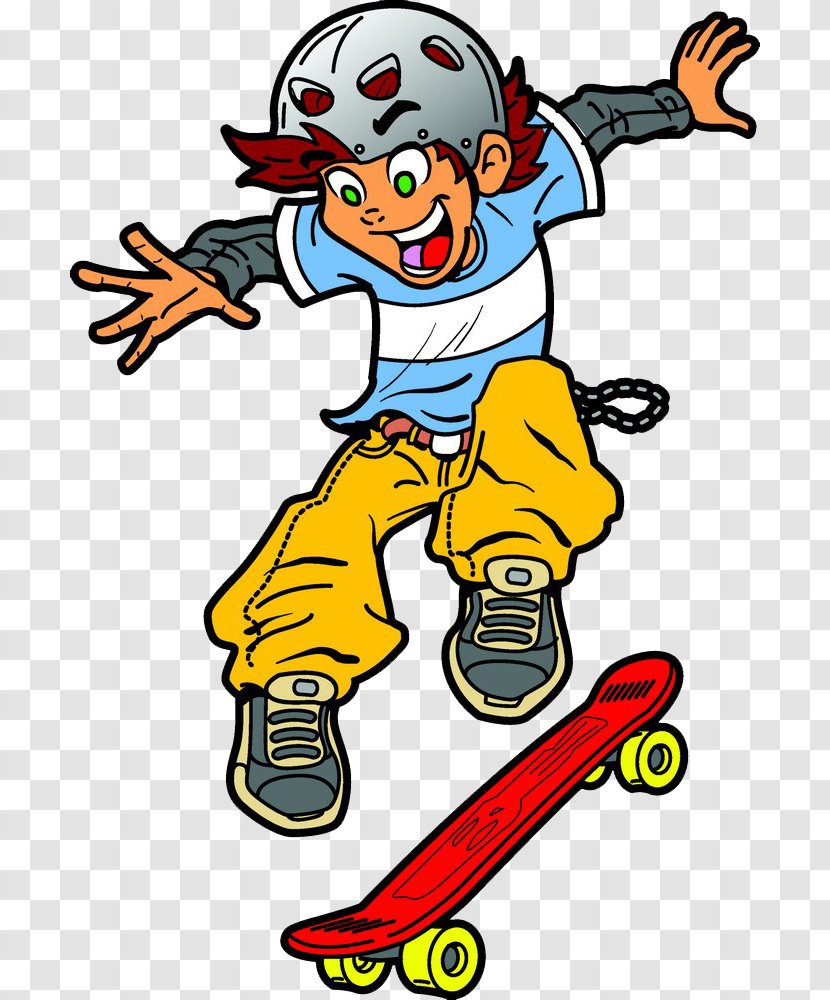Skateboarding Cartoon Royalty-free - Headgear - Skateboard Jump Transparent PNG