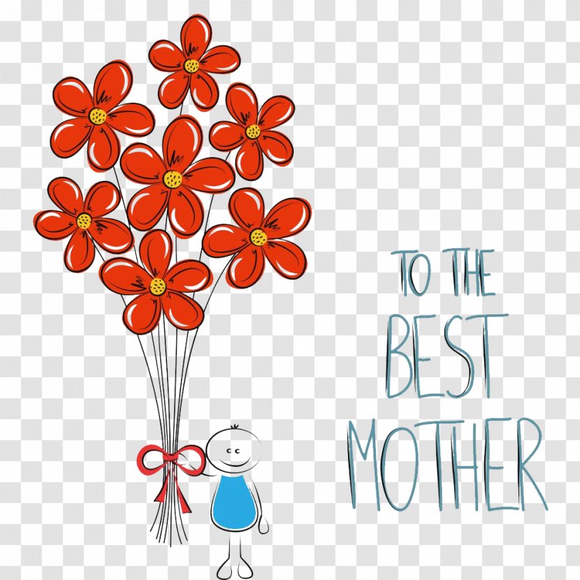 Mothers Day Art Illustration - Floral Design - Thanksgiving Mother Creative Picture Free Pull Transparent PNG