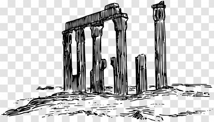 Ruins Drawing Clip Art - Black And White - Egypt Clipart Transparent PNG