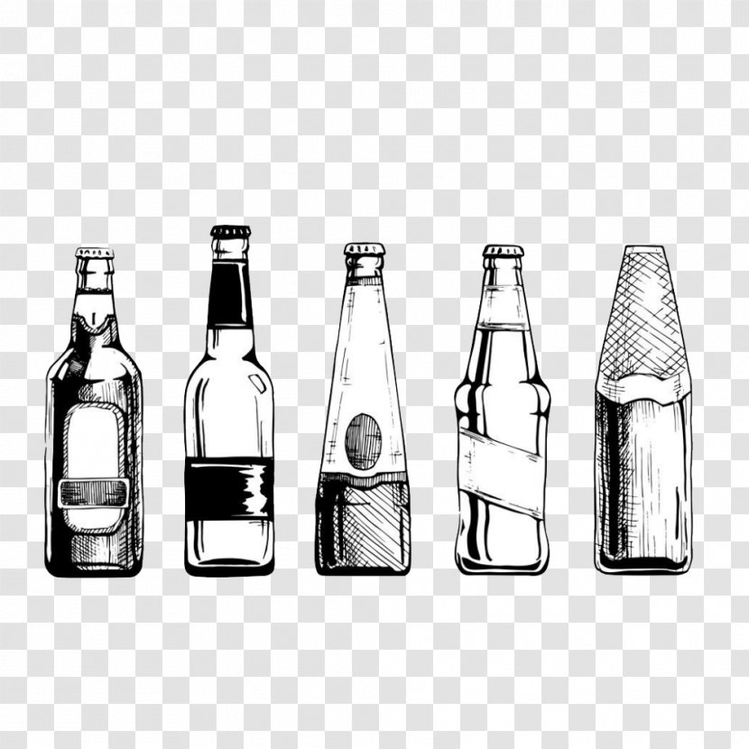 Beer Bottle Vector Graphics Illustration - Beerbottle Design Element Transparent PNG