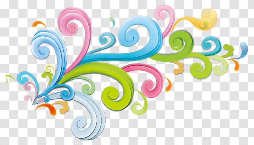Color - Text - Creative Colorful Curly Decoration Background Transparent PNG