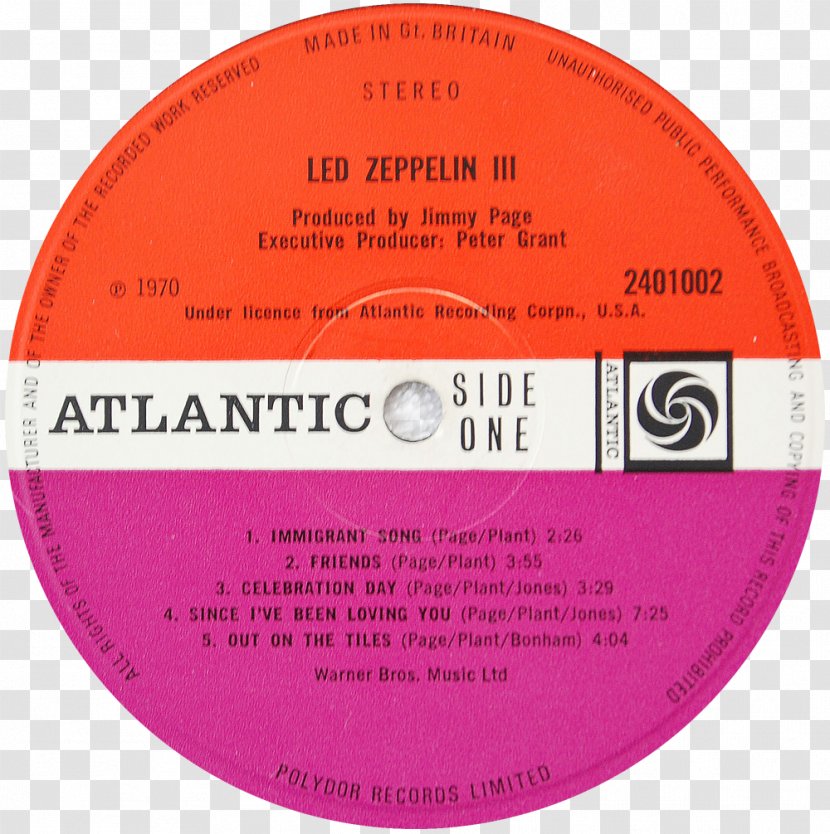 Led Zeppelin III Atlantic Records Phonograph Record Time And A Word - Album - Yes Transparent PNG