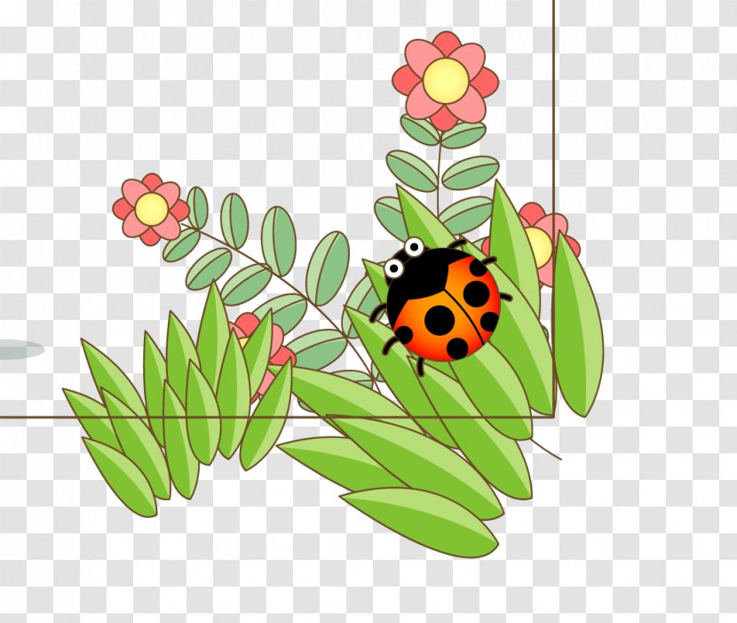 Ladybird Floral Design Icon - Insect - Ladybug Flower Transparent PNG
