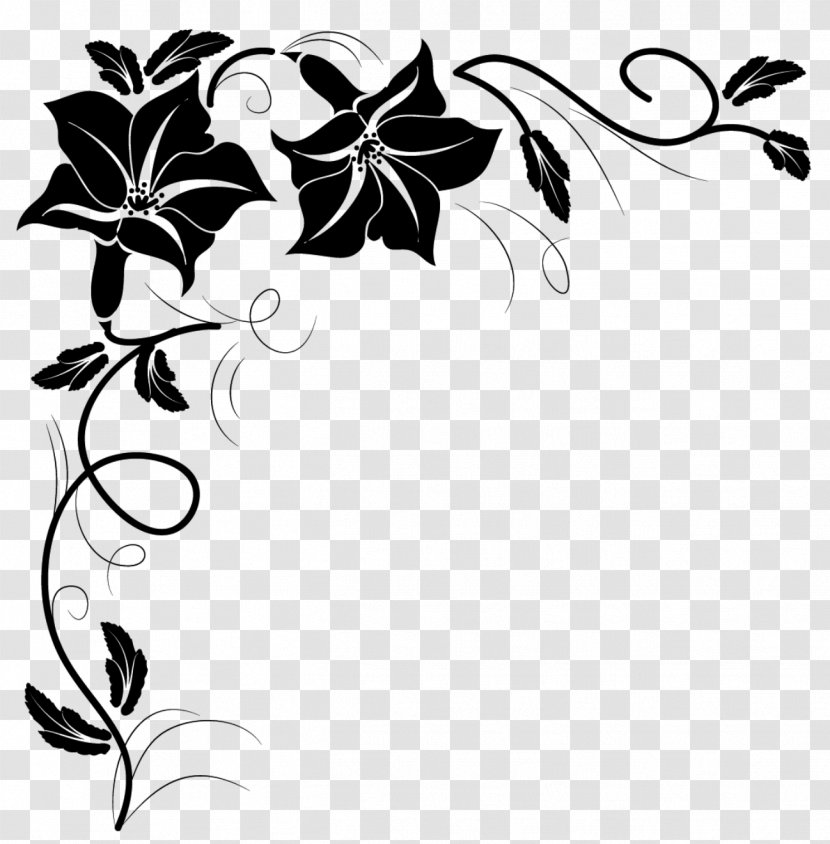 Floral Design Black And White - Drawing - Flower Transparent PNG