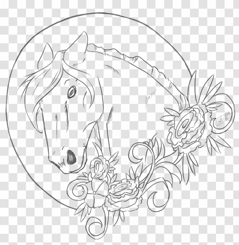 Horse Head Mask Line Art Drawing Pony - Black Transparent PNG