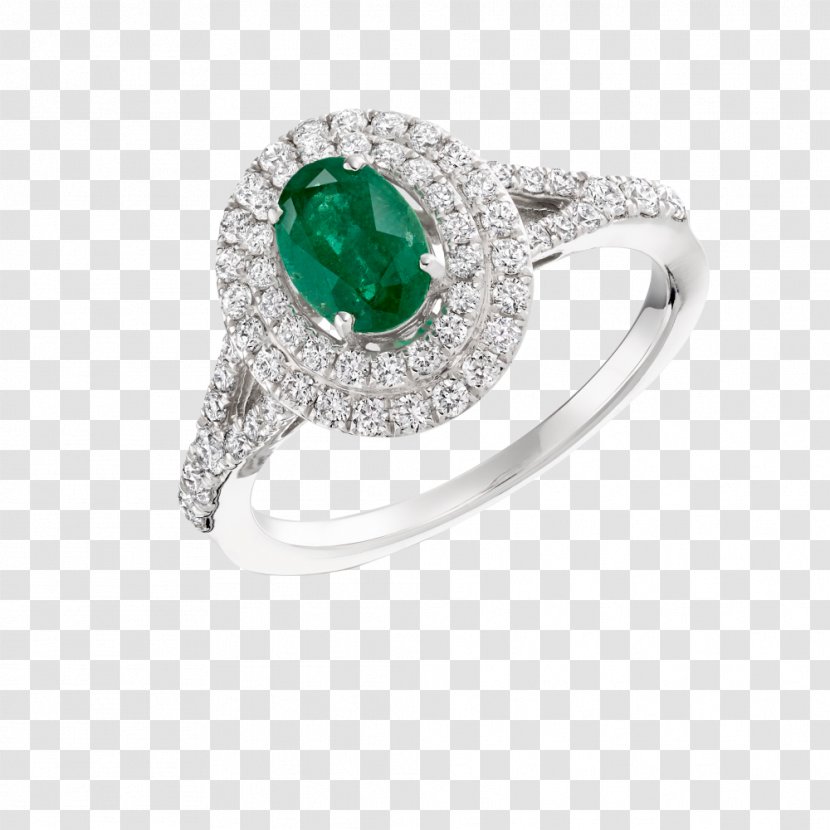Emerald Engagement Ring Diamond Jewellery Transparent PNG