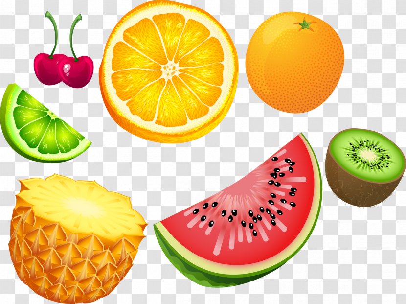 Tropical Fruit Citrus Euclidean Vector - Vegetarian Food - Fruits Material Watermelon Summer Transparent PNG