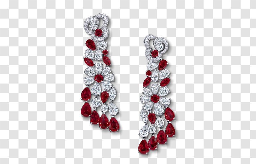 Earring Graff Diamonds Jewellery Gemstone Ruby - Engagement Ring Transparent PNG