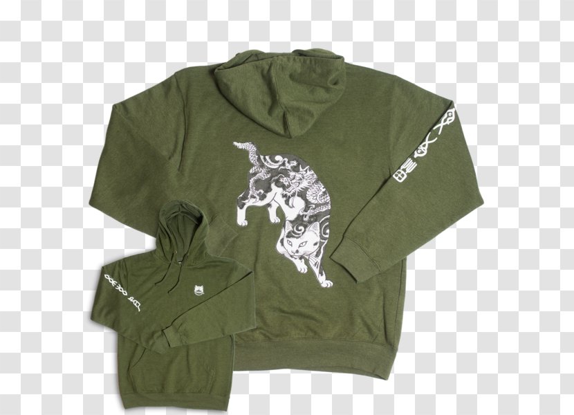 Hoodie T-shirt Sweater Bluza - Sweatshirt - Dragon Cat Transparent PNG