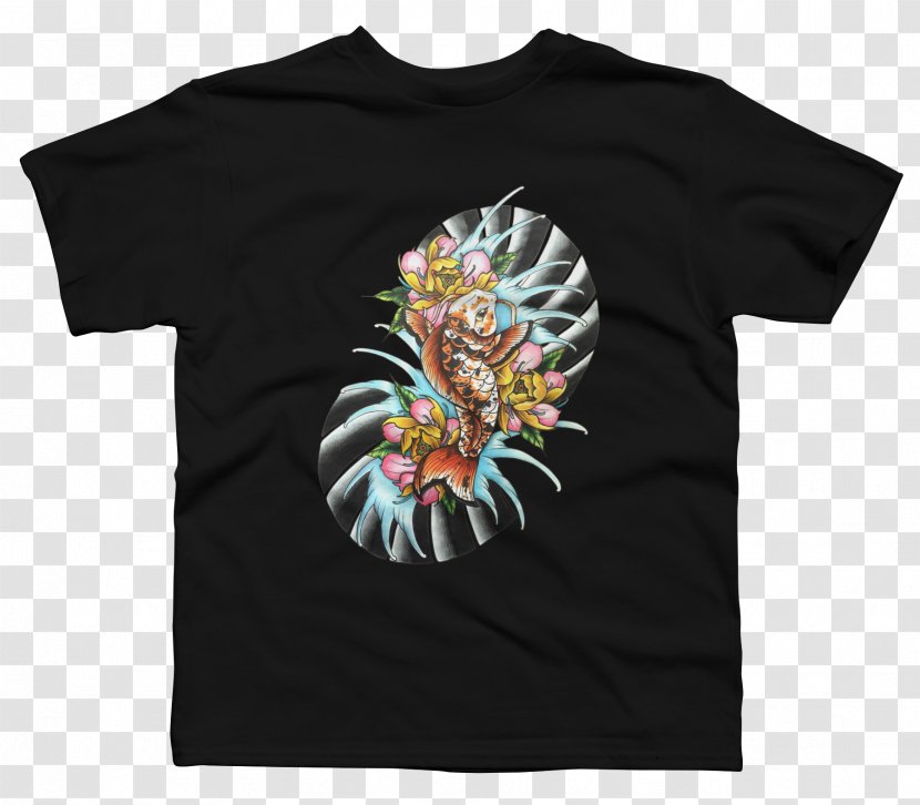 T-shirt Sleeve Clothing Crew Neck - Top - Four Koi Transparent PNG