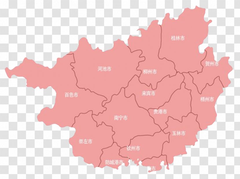 Guilin Laibin Liucheng County Wuming District Liuzhou - Provinces Of China - Pink Map Guangxi Transparent PNG