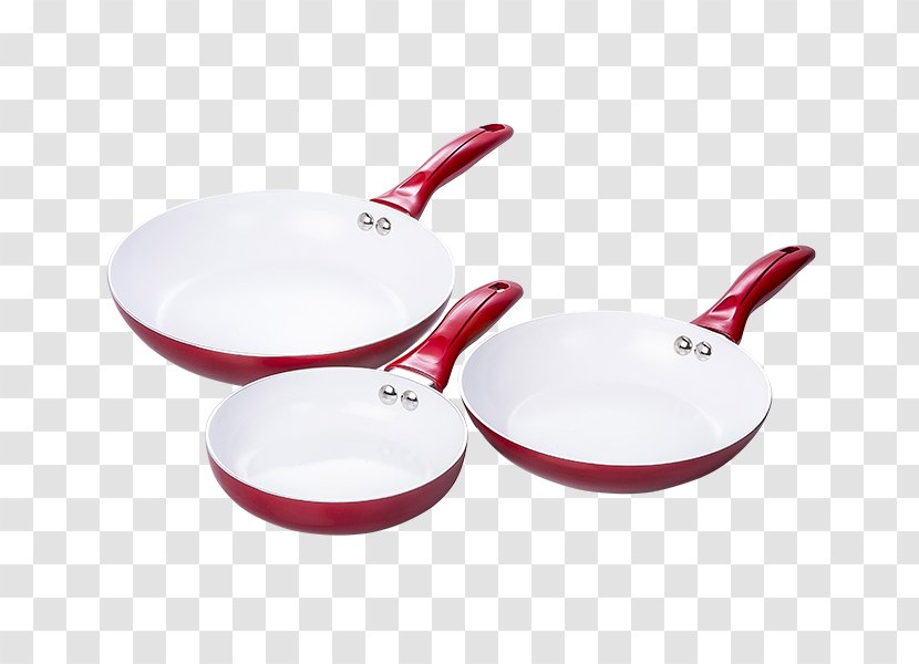 Frying Pan Ceramic Cookware Spoon Barbecue - Red Stoneware Dishes Transparent PNG