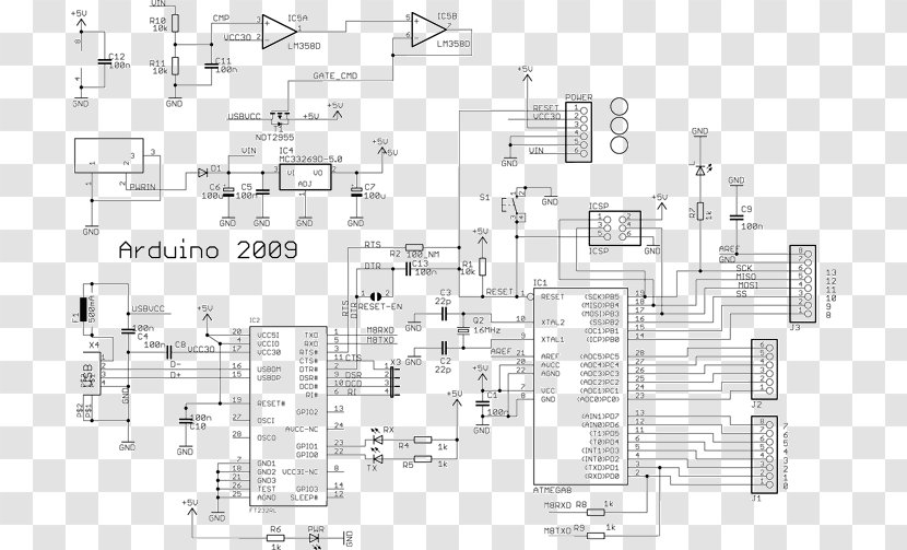 Arduino Electronic Circuit Wiring Diagram Schematic - Electronics - Atmel Avr Transparent PNG