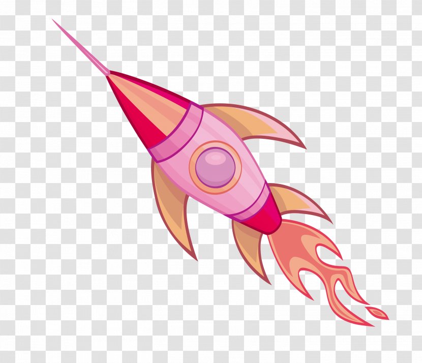 Spacecraft Rocket 0506147919 Clip Art - Magenta - Vector Cartoon Hand Painted Transparent PNG