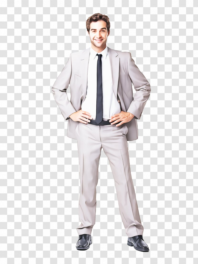 Clothing White Suit Standing Male - Gentleman Outerwear Transparent PNG