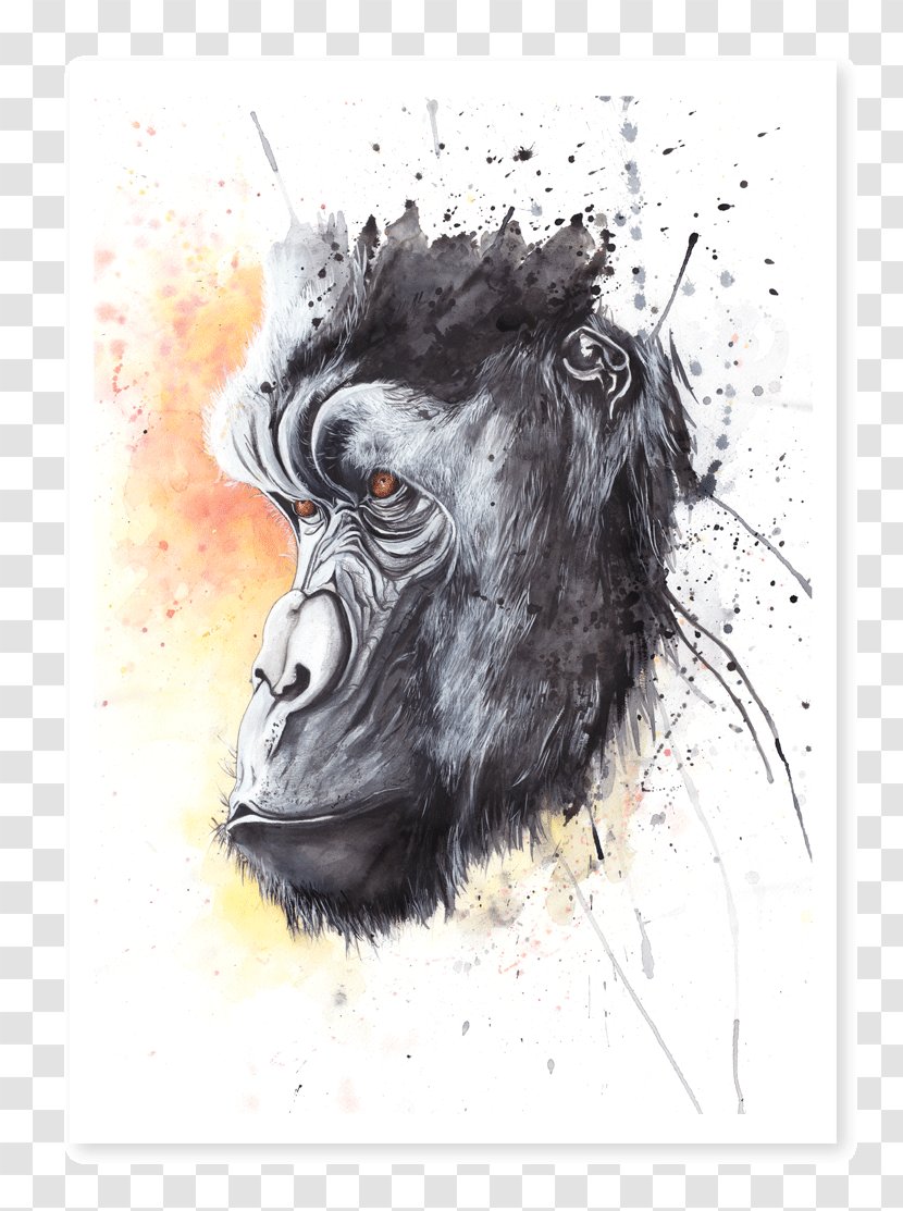 Gorilla Watercolor Painting Drawing Art - Cartoon Transparent PNG