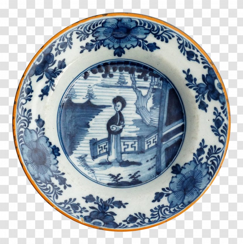 Plate 18th Century Blue And White Pottery Delft Ceramic - Handle Transparent PNG