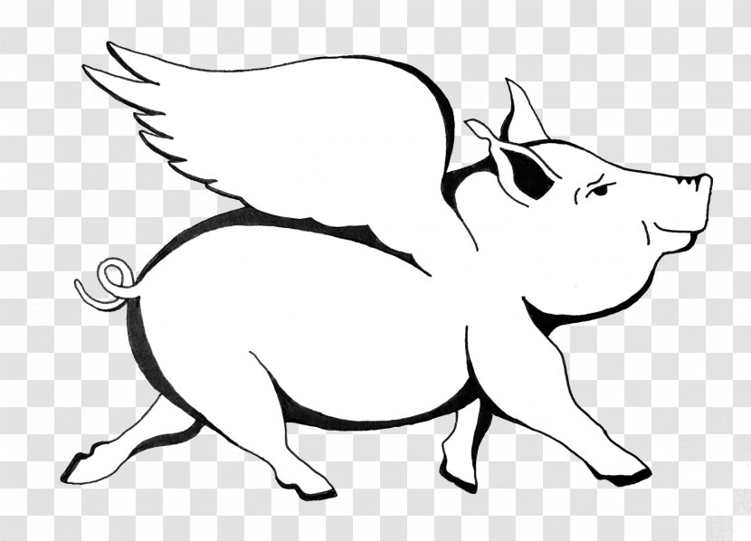 Flying Pig Marathon Whiskers When Pigs Fly The Dance Studio - Line Art Transparent PNG