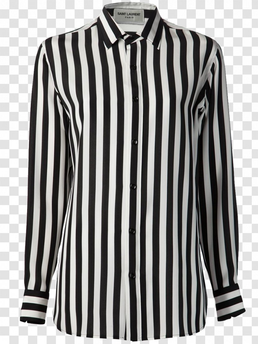 Long-sleeved T-shirt Blouse - Yves Saint Laurent - Striped Transparent PNG
