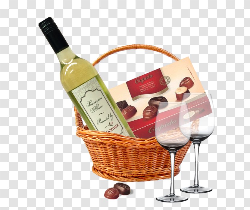 Food Gift Baskets White Wine Liqueur Hamper - Picnic Basket Transparent PNG