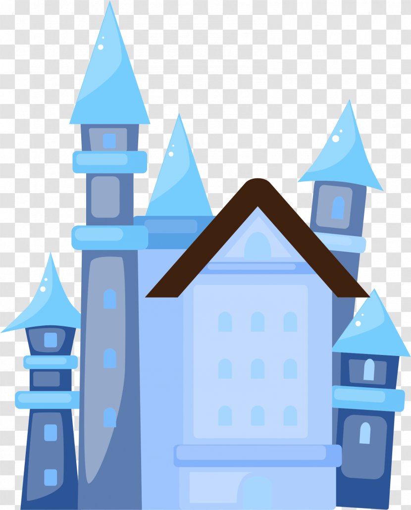 Cartoon Castle Illustration - Drawing - Blue Transparent PNG