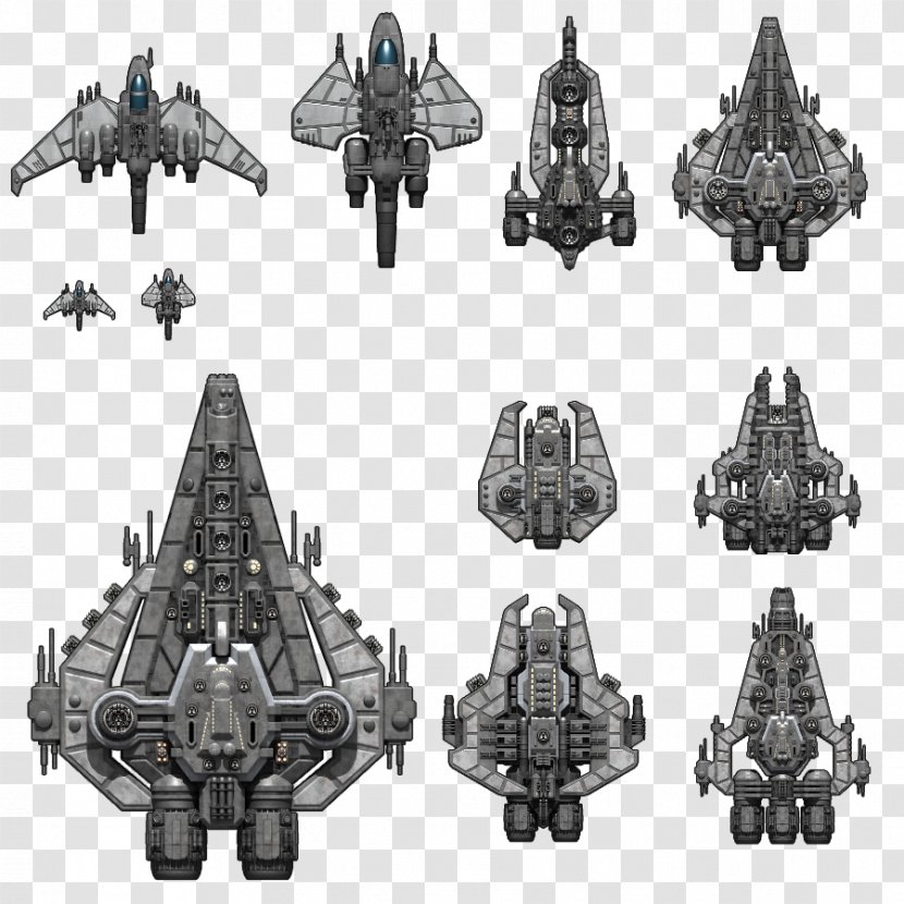 Sprite Spacecraft Ship Game Image - Black And White Transparent PNG