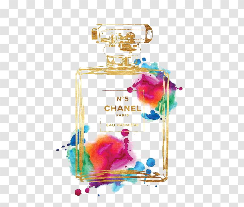 Chanel No. 5 Perfume Watercolor Painting Poster - Coco - Drawing Transparent PNG