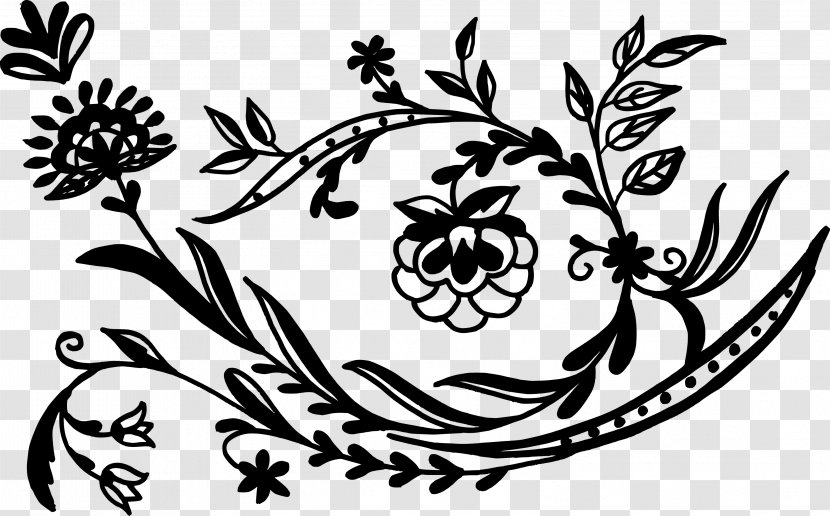 Flower Art Ornament Clip - Black And White - Floral Transparent PNG