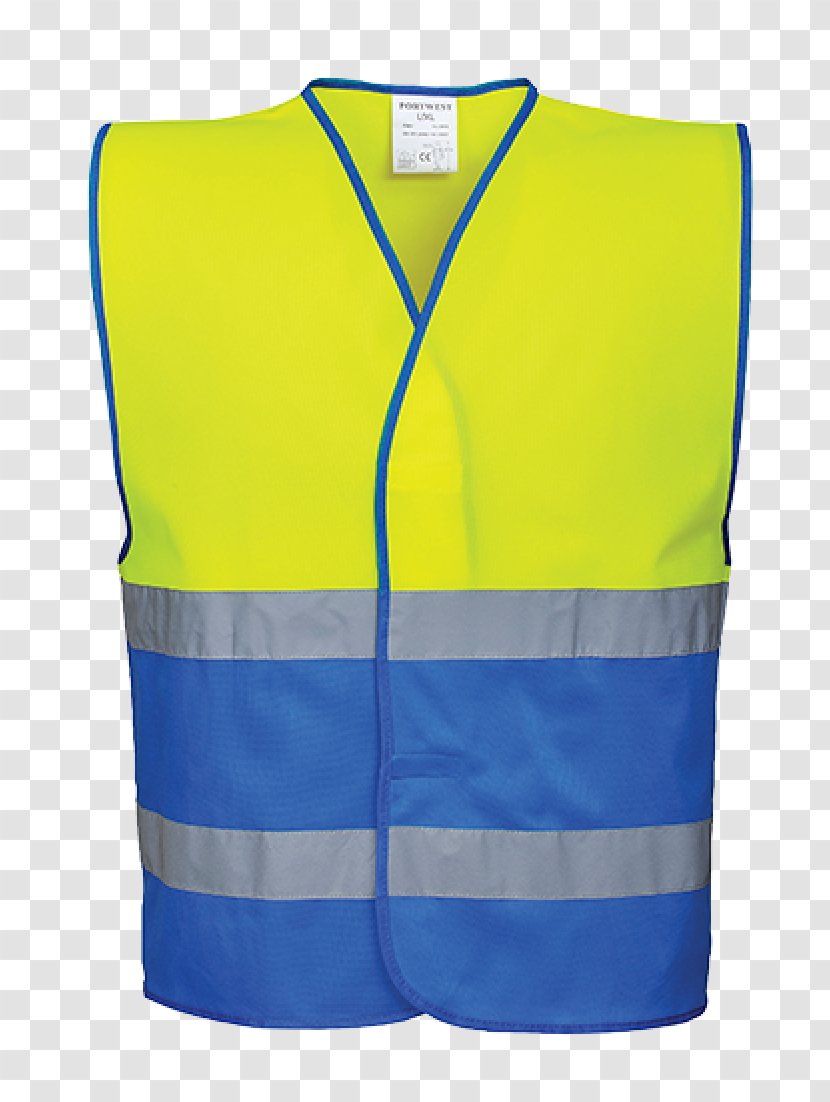 High-visibility Clothing Gilets Jacket Waistcoat Blue - Pocket Transparent PNG