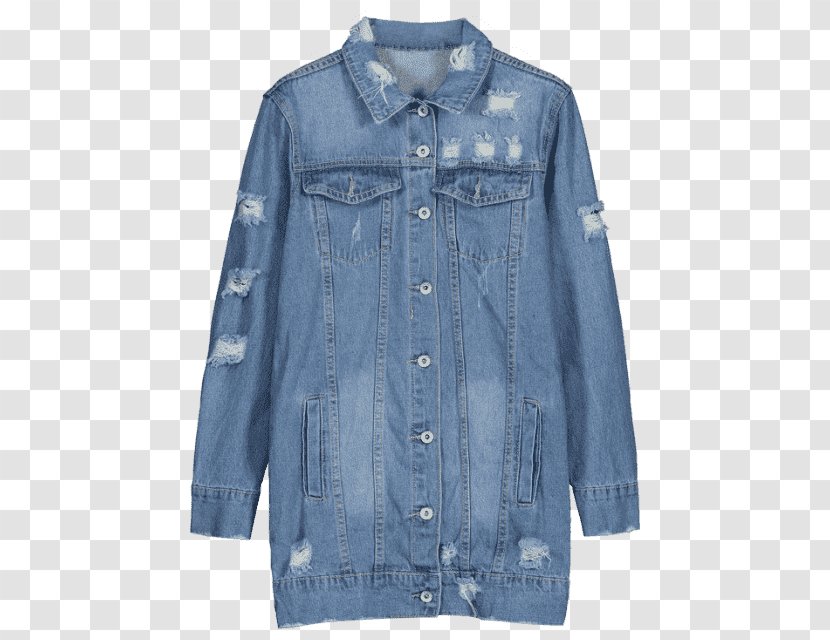 Denim Blue Coat Pocket Sleeve - Shirt - Jeans Transparent PNG