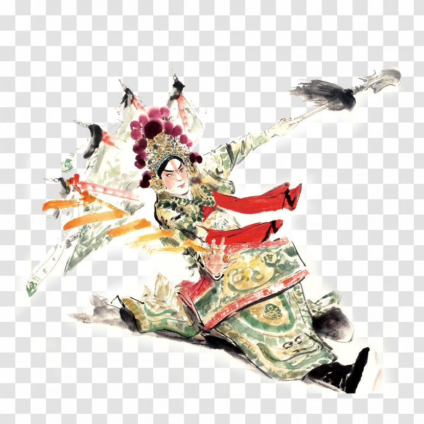Peking Opera Chinese Character Poster - Watercolor - Creative People Singing Pictures Transparent PNG