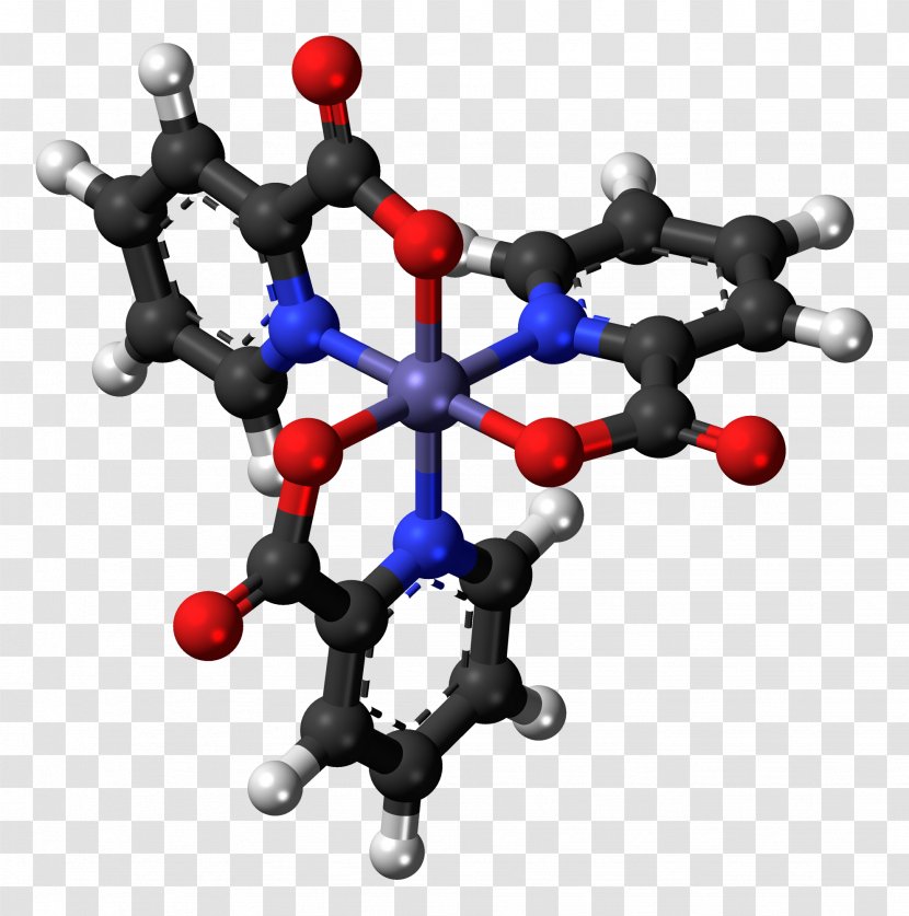 Chromium(III) Picolinate Coordination Complex Ball-and-stick Model Isomer - Chromium Deficiency Transparent PNG