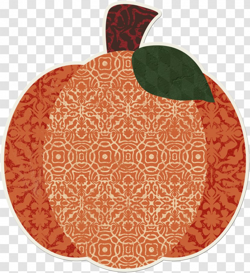Place Mats Green Autumn Pattern Fruit - Orange - Devil Pumpkin Transparent PNG