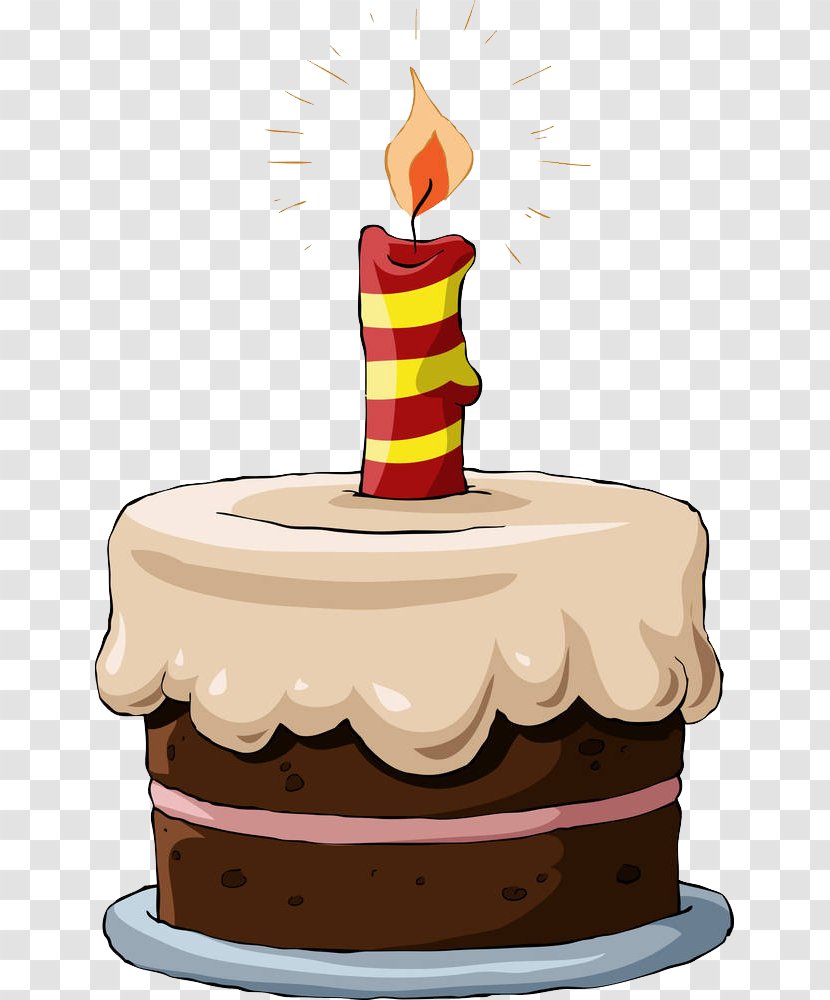 Birthday Cake Chocolate Wedding Ice Cream Sponge - Royaltyfree - A Candle Lit On Transparent PNG