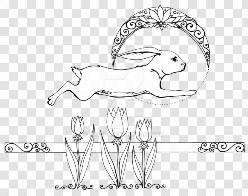 Line Art Drawing Clip Cartoon - Running Rabbit Transparent PNG