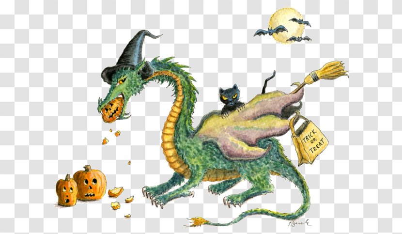 Dragon Halloween Trick-or-treating Illustration Holiday - Cat - Trick Or Treath Transparent PNG
