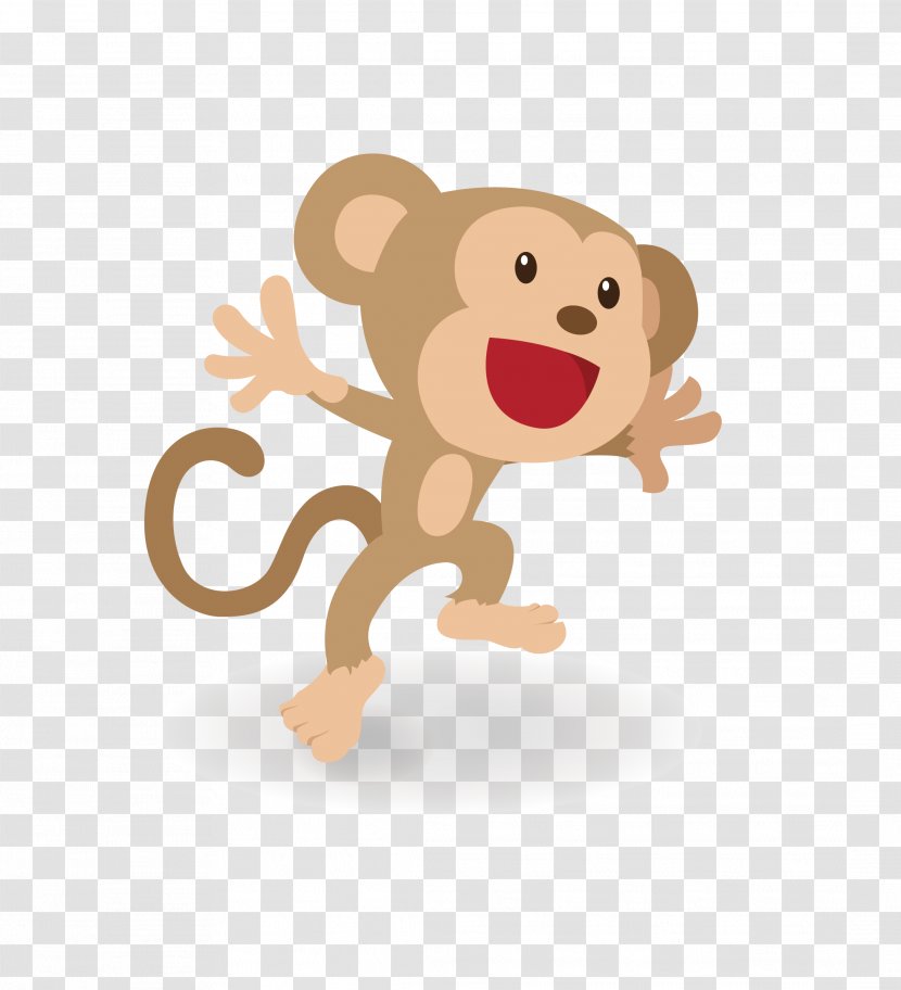 Macaque Monkey Animation - Watercolor - Cute Cartoon Pattern Transparent PNG