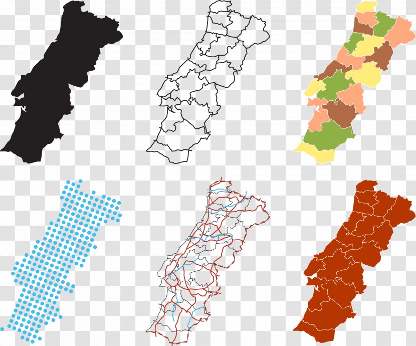 Portugal Line Map - Area - Collection Transparent PNG