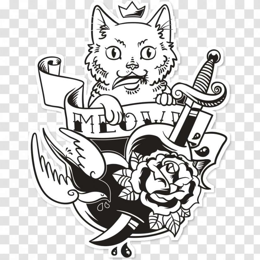 Black Cat Tattoo Sticker Clip Art - Small To Medium Sized Cats - Rock And Roll Transparent PNG