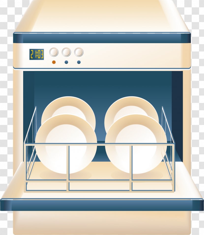 Cartoon Dishwasher - Diagram - Cupboard Vector Element Transparent PNG