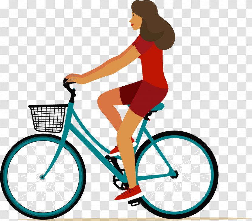 Bicycle Cycling Euclidean Vector - Silhouette - Girls Transparent PNG