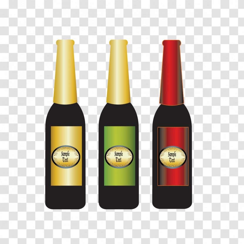 Red Wine Liqueur Beer Bottle - Vector Material Transparent PNG