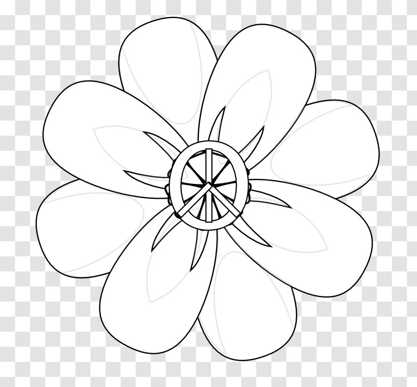 Floral Design White Monochrome Pattern - Black And - Flower Art Transparent PNG