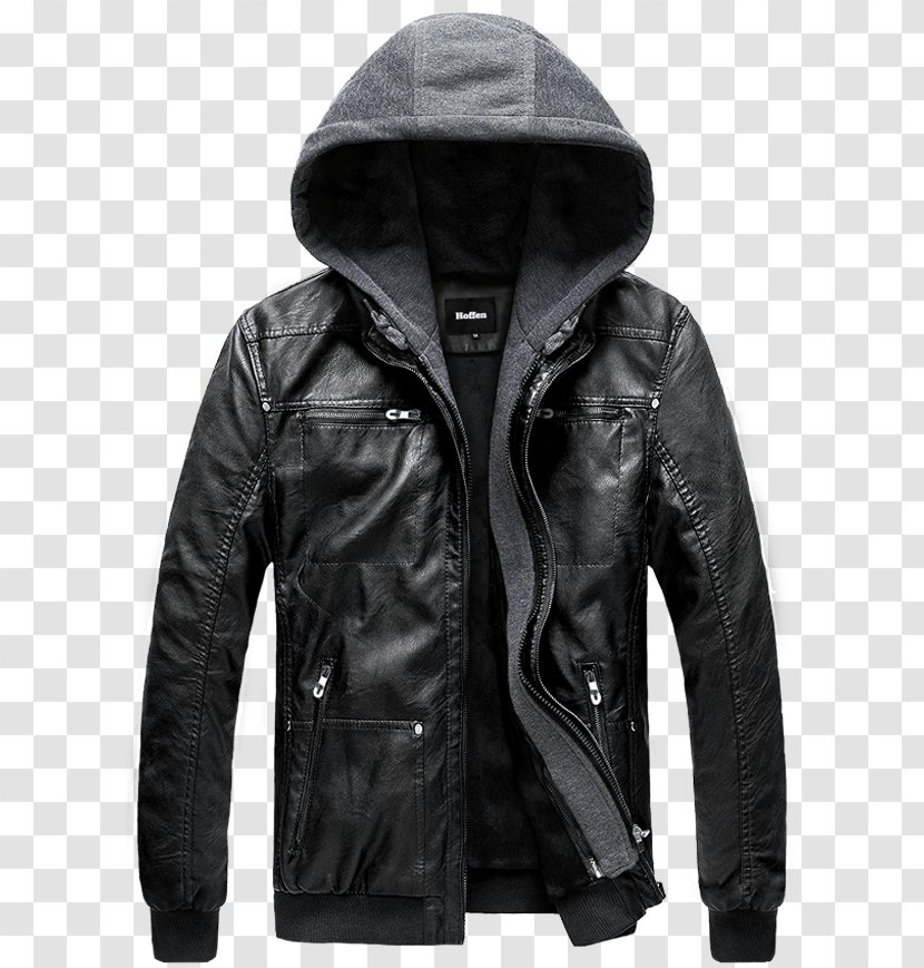 Hoodie Leather Jacket - Material Transparent PNG