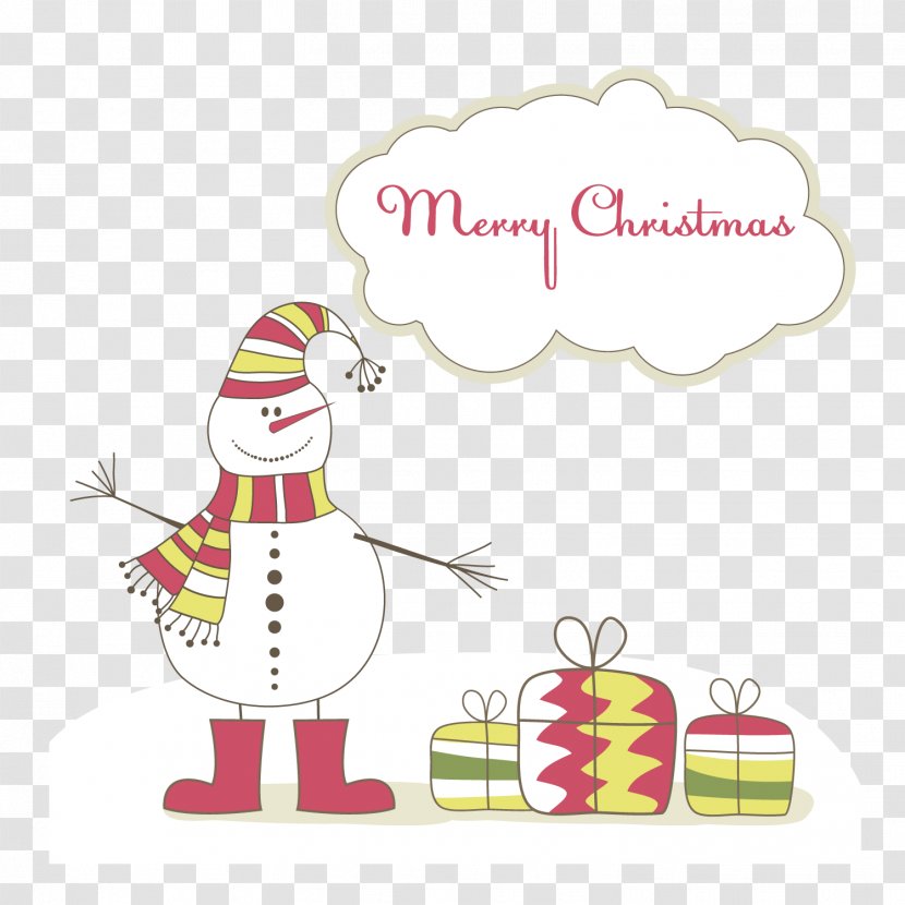 Santa Claus Greeting Card Snowman Christmas - Drawing - Wearing A Hat Around Scarf Transparent PNG