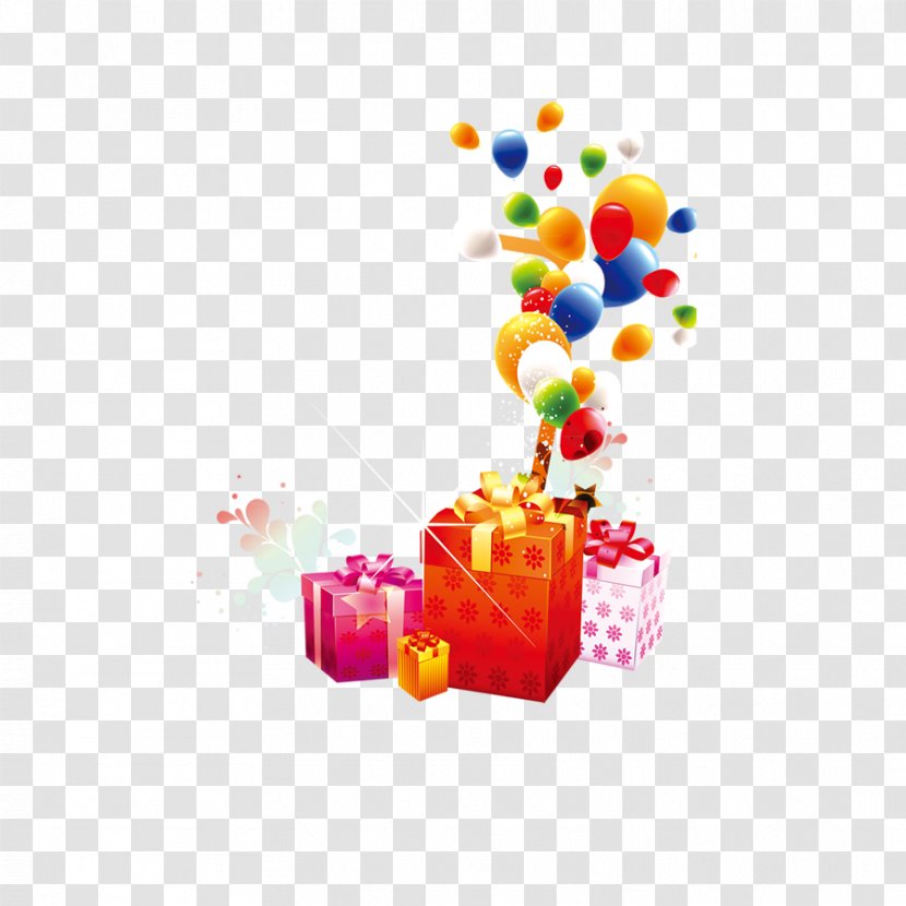 Gift Balloon Childrens Day Box - Gratis - Colored Balloons Transparent PNG